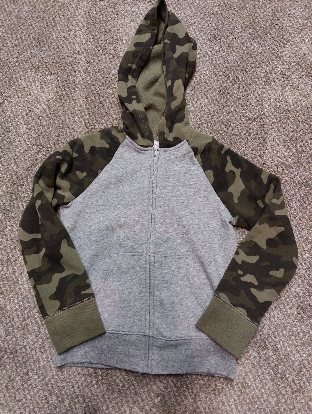Kids jumping beans Gray Hoodie with Camouflage Sleeves